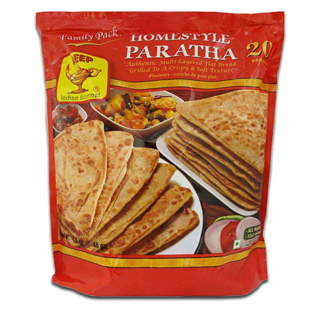 Buy Deep Foods Homestyle Plain Paratha (Family Pack) 20 Pcs (Frozen) - 1.3 kg