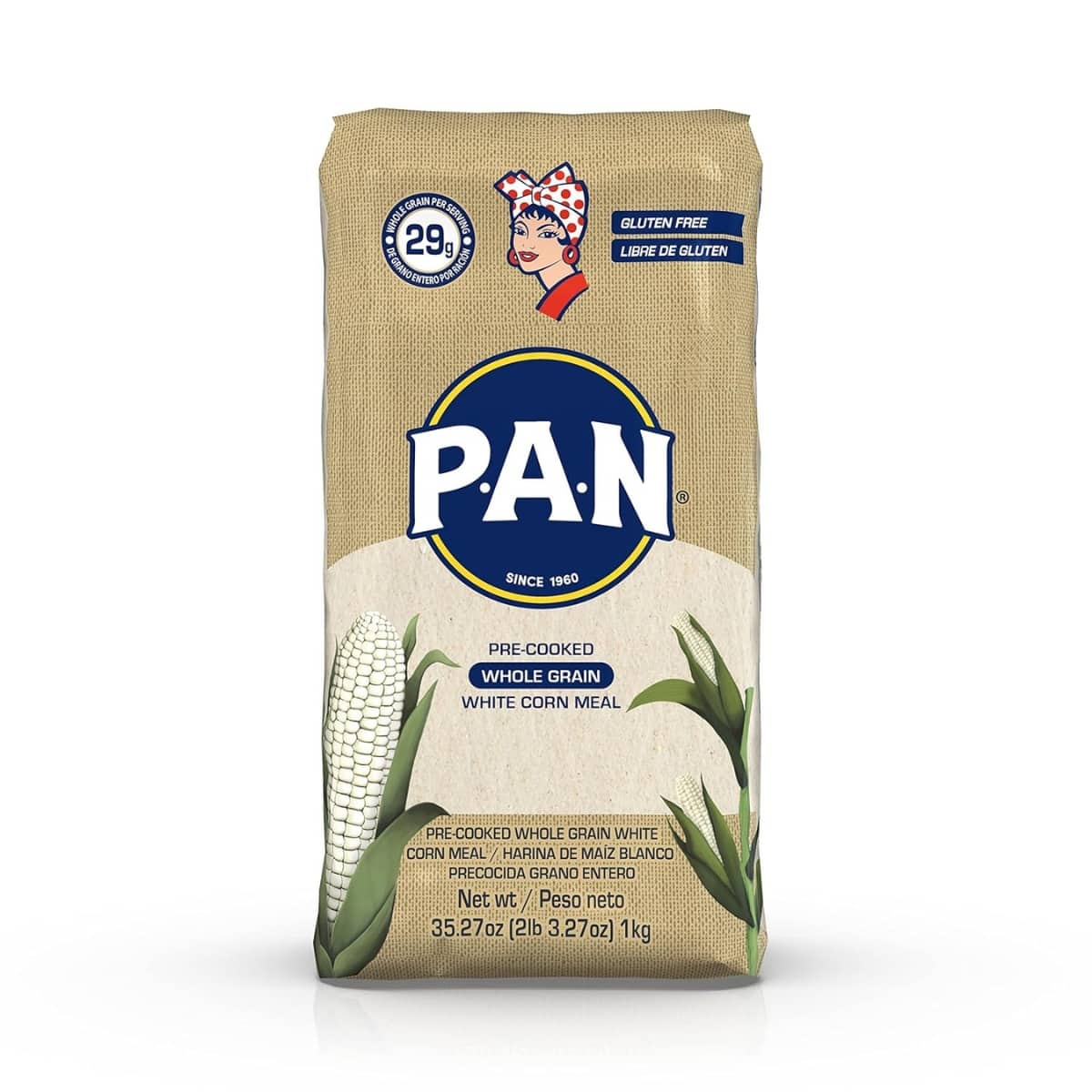Buy PAN Whole Grain White Corn Meal (Pre-Cooked) - 1 kg